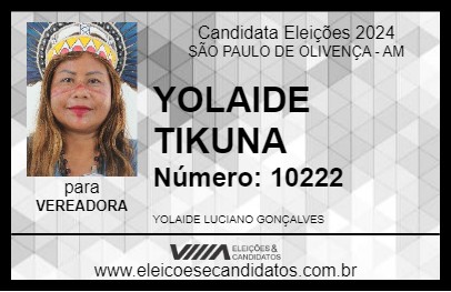 Candidato YOLAIDE TIKUNA 2024 - SÃO PAULO DE OLIVENÇA - Eleições