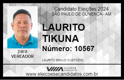 Candidato LAURITO TIKUNA 2024 - SÃO PAULO DE OLIVENÇA - Eleições