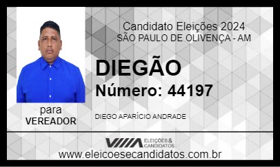 Candidato DIEGÃO 2024 - SÃO PAULO DE OLIVENÇA - Eleições