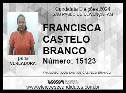 Candidato FRANCISCA CASTELO BRANCO 2024 - SÃO PAULO DE OLIVENÇA - Eleições