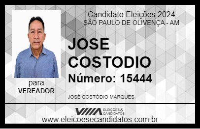 Candidato JOSE COSTODIO 2024 - SÃO PAULO DE OLIVENÇA - Eleições