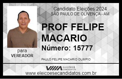 Candidato PROF FELIPE MACARIO 2024 - SÃO PAULO DE OLIVENÇA - Eleições