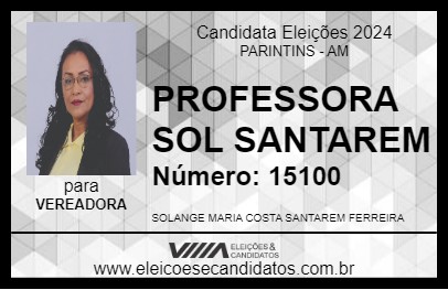 Candidato PROFESSORA SOL SANTAREM 2024 - PARINTINS - Eleições