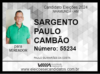 Candidato SARGENTO PAULO CAMBÃO 2024 - NHAMUNDÁ - Eleições