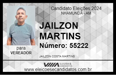 Candidato JAILZON MARTINS 2024 - NHAMUNDÁ - Eleições