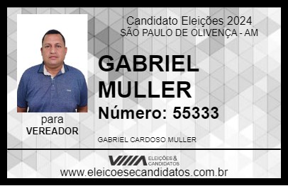 Candidato GABRIEL MULLER 2024 - SÃO PAULO DE OLIVENÇA - Eleições