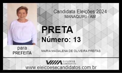 Candidato PRETA 2024 - MANAQUIRI - Eleições