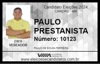 Candidato PAULO PRESTANISTA 2024 - CAREIRO - Eleições