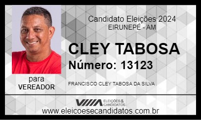 Candidato CLEY CONRADO 2024 - EIRUNEPÉ - Eleições