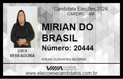 Candidato MIRIAN DO BRASIL 2024 - CAREIRO - Eleições