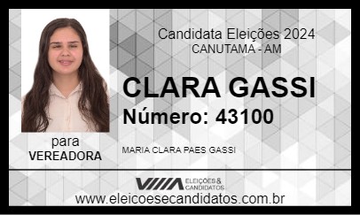 Candidato CLARA GASSI 2024 - CANUTAMA - Eleições