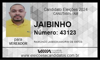 Candidato JAIBINHO 2024 - CANUTAMA - Eleições