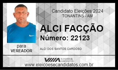 Candidato ALCI CARDOSO 2024 - TONANTINS - Eleições