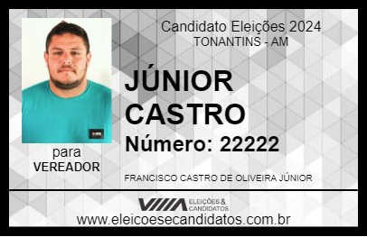 Candidato JÚNIOR CASTRO 2024 - TONANTINS - Eleições