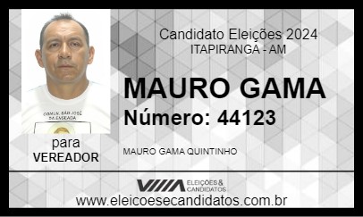 Candidato MAURO GAMA 2024 - ITAPIRANGA - Eleições