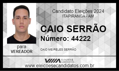 Candidato CAIO SERRÃO 2024 - ITAPIRANGA - Eleições