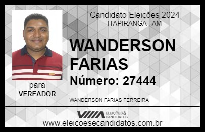 Candidato WANDERSON FARIAS  2024 - ITAPIRANGA - Eleições