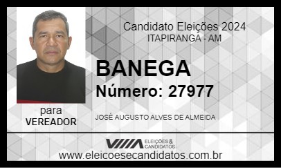 Candidato BANEGA 2024 - ITAPIRANGA - Eleições