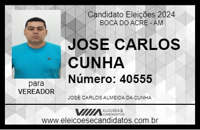 Candidato JOSE CARLOS CUNHA 2024 - BOCA DO ACRE - Eleições