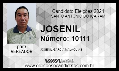 Candidato JOSENIL 2024 - SANTO ANTÔNIO DO IÇÁ - Eleições