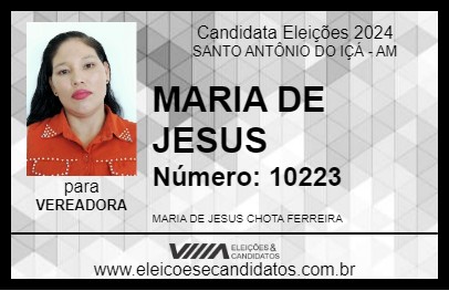 Candidato MARIA DE JESUS 2024 - SANTO ANTÔNIO DO IÇÁ - Eleições