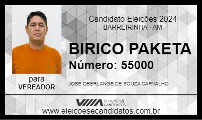 Candidato BIRICO PAKETA 2024 - BARREIRINHA - Eleições