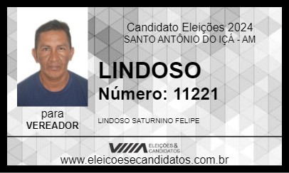 Candidato LINDOSO 2024 - SANTO ANTÔNIO DO IÇÁ - Eleições