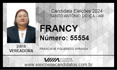 Candidato FRANCY 2024 - SANTO ANTÔNIO DO IÇÁ - Eleições