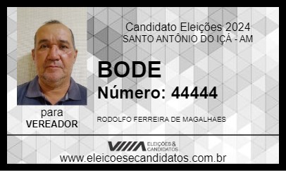 Candidato BODE 2024 - SANTO ANTÔNIO DO IÇÁ - Eleições