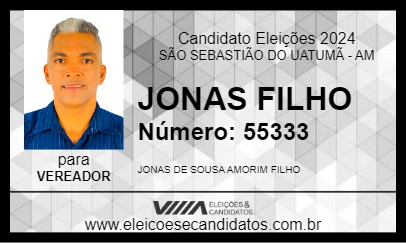 Candidato JONAS FILHO 2024 - SÃO SEBASTIÃO DO UATUMÃ - Eleições