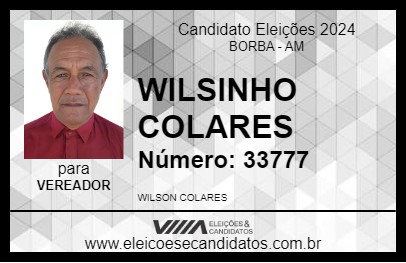 Candidato WILSINHO COLARES 2024 - BORBA - Eleições