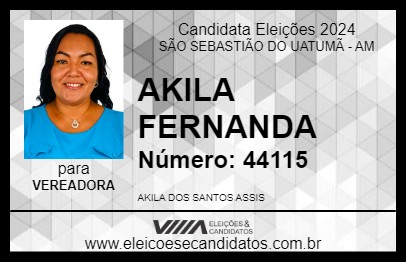 Candidato AKILA FERNANDA 2024 - SÃO SEBASTIÃO DO UATUMÃ - Eleições