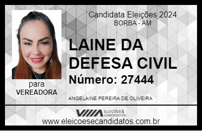 Candidato LAINE DA DEFESA CIVIL 2024 - BORBA - Eleições