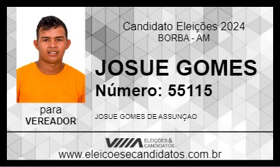 Candidato JOSUE GOMES 2024 - BORBA - Eleições