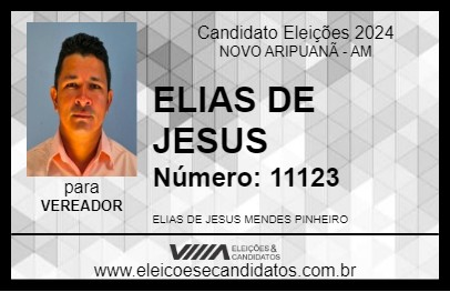 Candidato ELIAS DE JESUS 2024 - NOVO ARIPUANÃ - Eleições