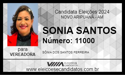 Candidato SONIA SANTOS 2024 - NOVO ARIPUANÃ - Eleições