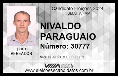 Candidato NIVALDO PARAGUAIO 2024 - HUMAITÁ - Eleições