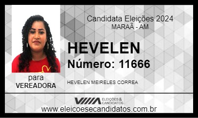 Candidato HEVELEN 2024 - MARAÃ - Eleições