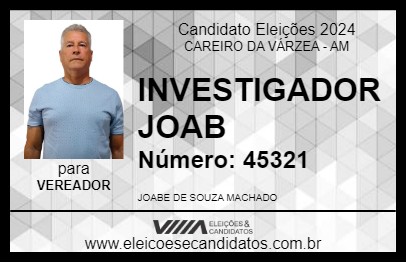 Candidato INVESTIGADOR JOAB 2024 - CAREIRO DA VÁRZEA - Eleições