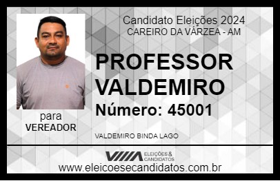 Candidato PROFESSOR VALDEMIRO 2024 - CAREIRO DA VÁRZEA - Eleições