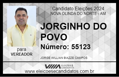 Candidato JORGINHO DO POVO 2024 - NOVA OLINDA DO NORTE - Eleições