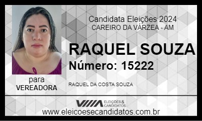 Candidato RAQUEL SOUZA 2024 - CAREIRO DA VÁRZEA - Eleições