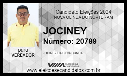 Candidato JOCINEY 2024 - NOVA OLINDA DO NORTE - Eleições