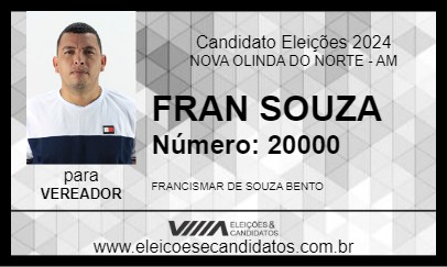 Candidato FRAN SOUZA 2024 - NOVA OLINDA DO NORTE - Eleições