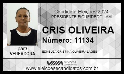 Candidato CRIS OLIVEIRA 2024 - PRESIDENTE FIGUEIREDO - Eleições