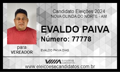 Candidato EVALDO PAIVA 2024 - NOVA OLINDA DO NORTE - Eleições