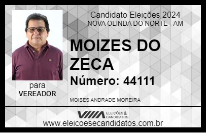 Candidato MOIZES DO ZECA 2024 - NOVA OLINDA DO NORTE - Eleições