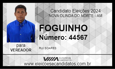 Candidato FOGUINHO 2024 - NOVA OLINDA DO NORTE - Eleições