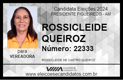 Candidato ROSSICLEIDE QUEIROZ 2024 - PRESIDENTE FIGUEIREDO - Eleições