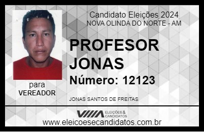 Candidato PROFESOR JONAS 2024 - NOVA OLINDA DO NORTE - Eleições